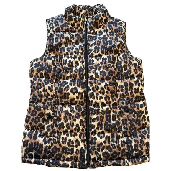 Charter Club Women's Puffer Vest Leopard Print Size Small - Picture 2 of 4